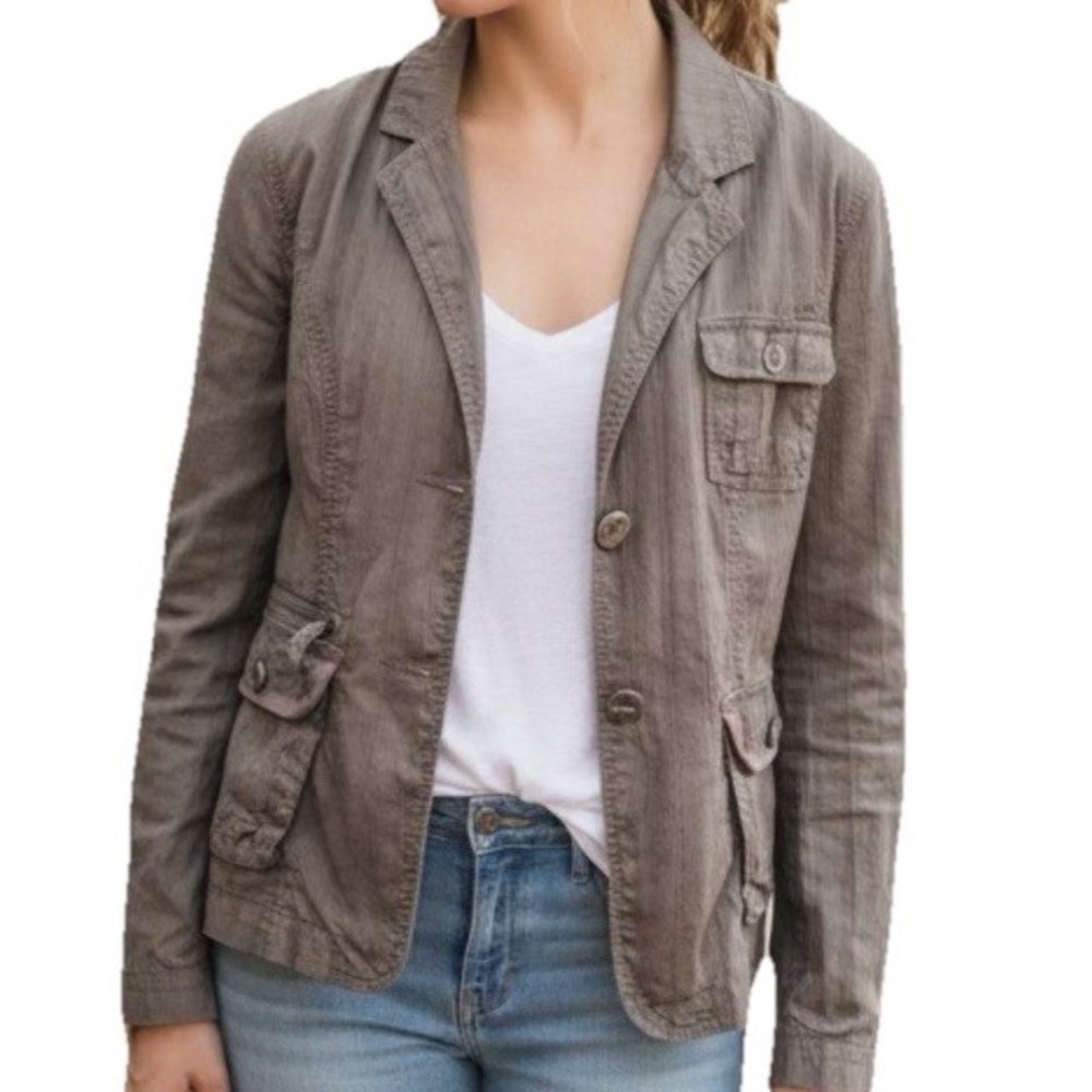 Aeropostale Utility Blazer Womens XL Brown Bella‎ Swan Y2K Vintage Cotton Jacket